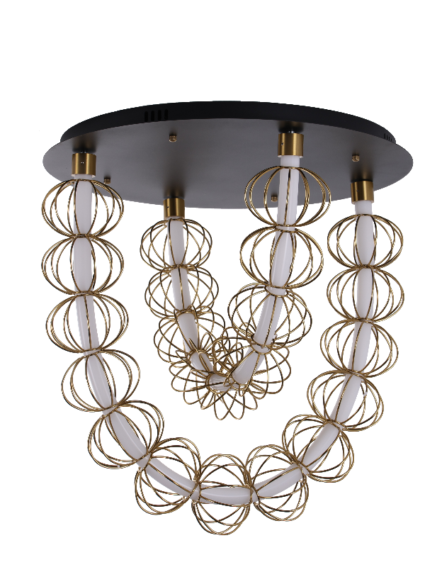Brass & Black Circular Chandelier
