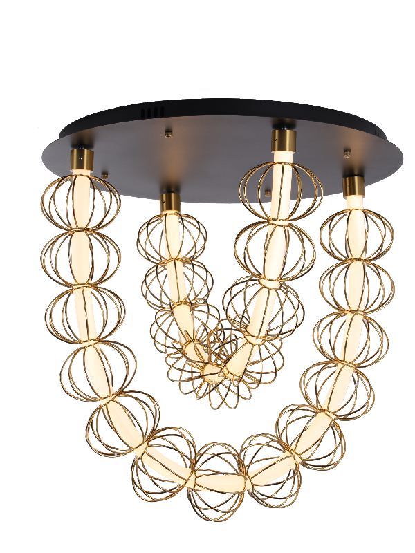 Brass & Black Circular Chandelier