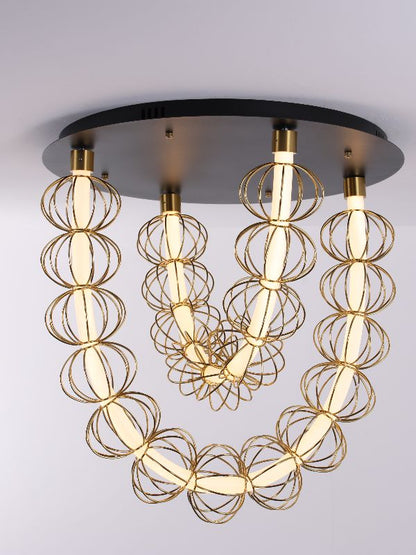 Brass & Black Circular Chandelier