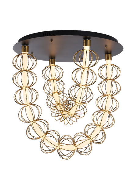 Brass & Black Circular Chandelier
