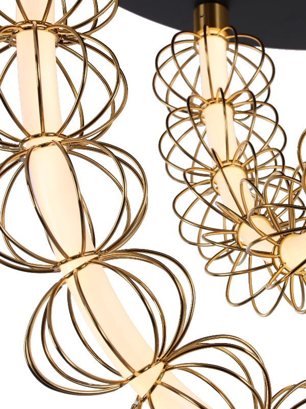 Brass & Black Circular Chandelier