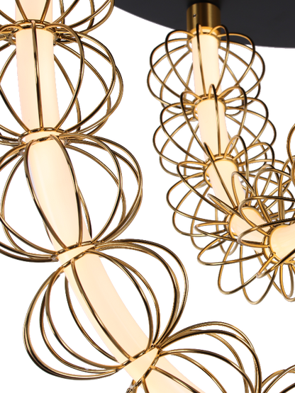 Brass & Black Circular Chandelier