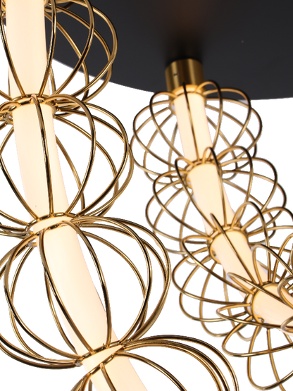 Brass & Black Circular Chandelier