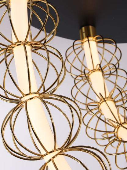 Brass & Black Circular Chandelier