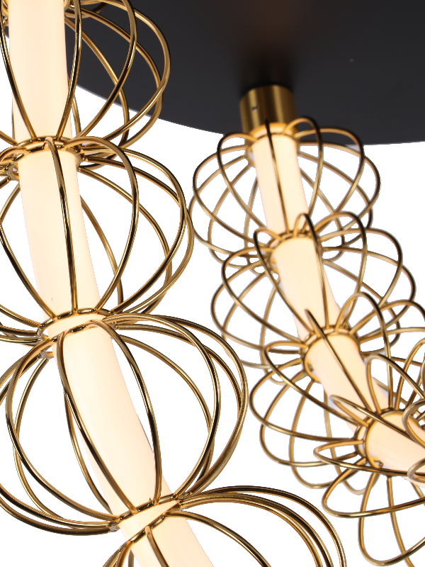 Brass & Black Circular Chandelier
