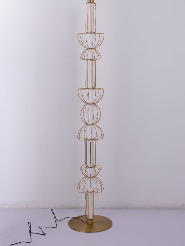 Brass Floor Lamp with Acrylic Diffuser