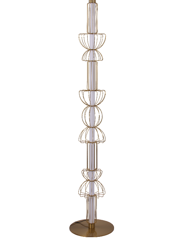 Brass Floor Lamp with Acrylic Diffuser