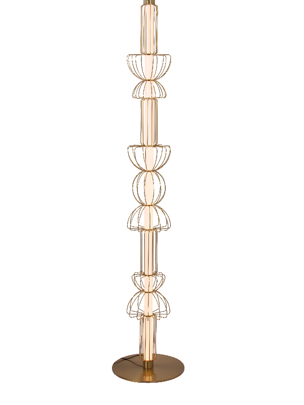 Brass Floor Lamp with Acrylic Diffuser