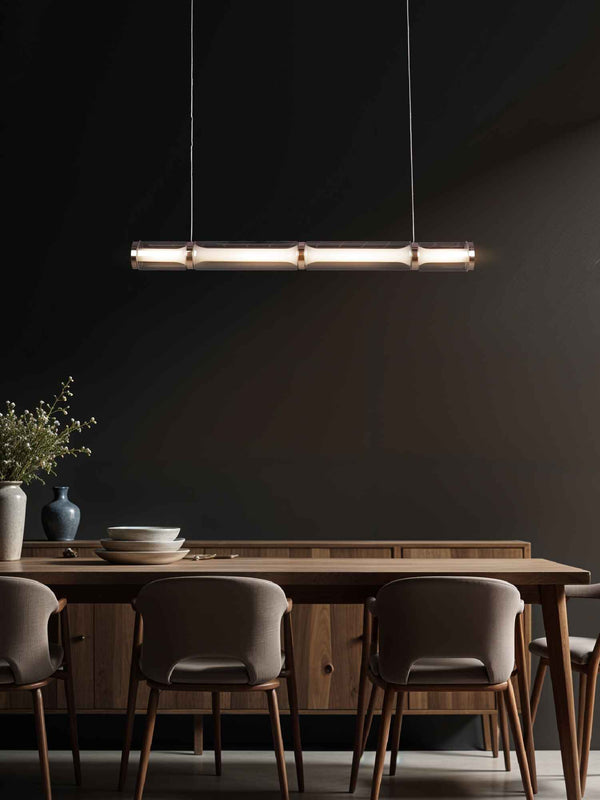 Lumen Arc Chrome & Glass Linear LED Pendant | Hybec Deco