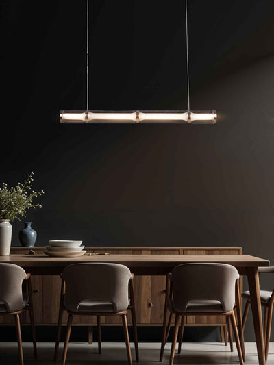 Lumen Arc – 1200mm Chrome & Glass Linear LED Pendant