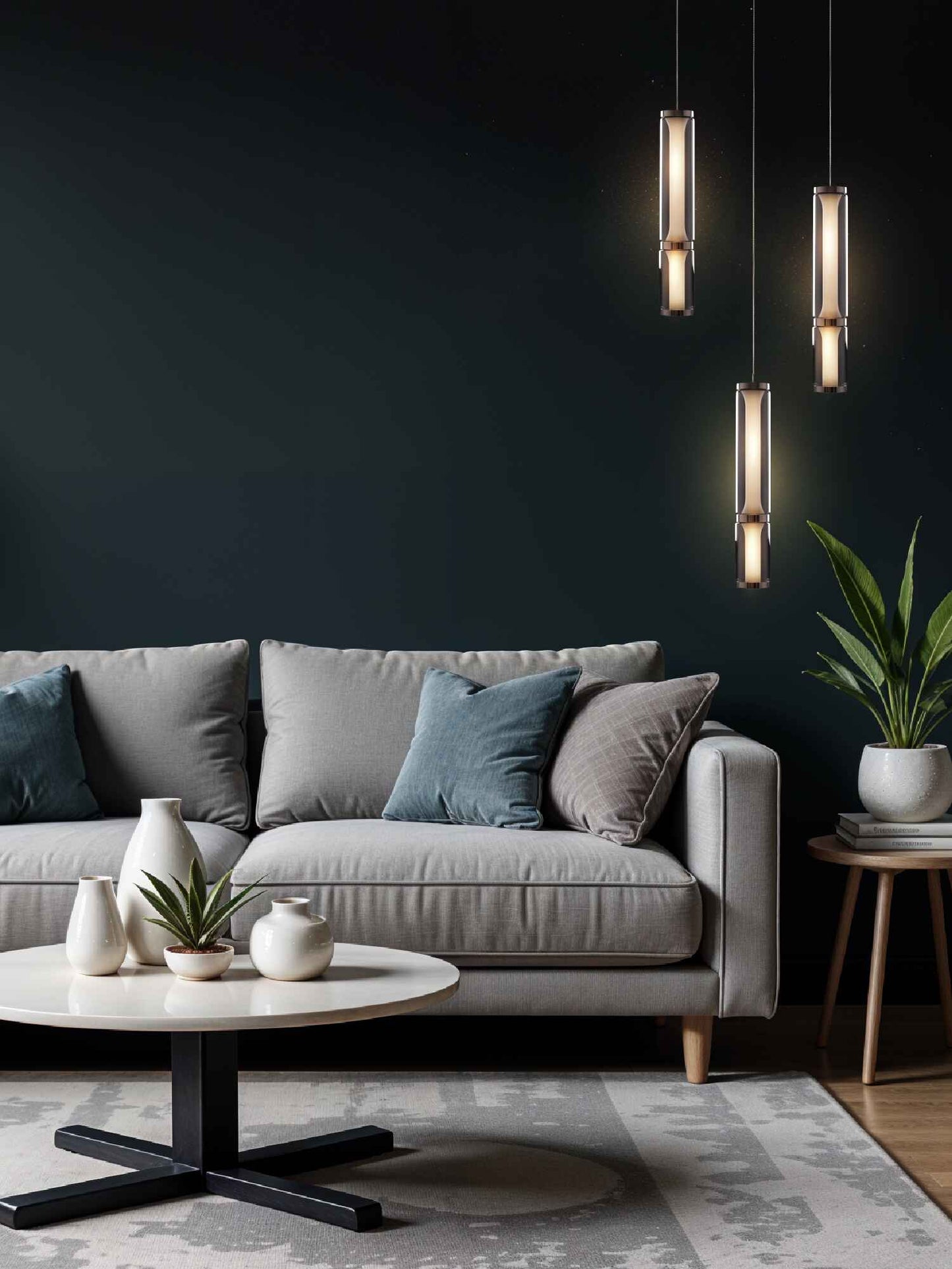 Lumen Arc Petite – 600mm Chrome & Glass LED Pendant