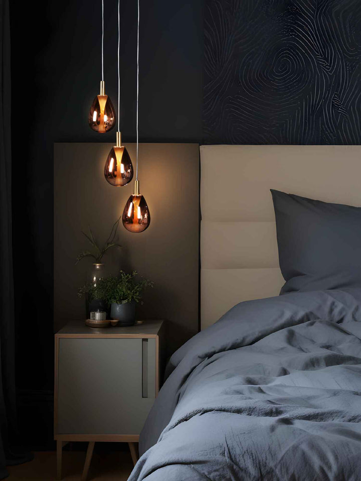 Roselle Mini – 3-Light Chandelier with Rose Glass Globes in Satin Gold