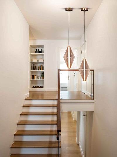 Aurelia Pendant – Amber Glass & Gold Accent (5W LED)