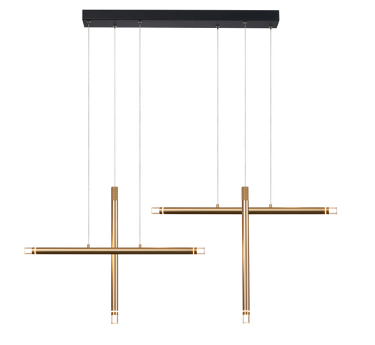 4-Light Linear Pendant in Sand Black & Brass Gold – 43W LED