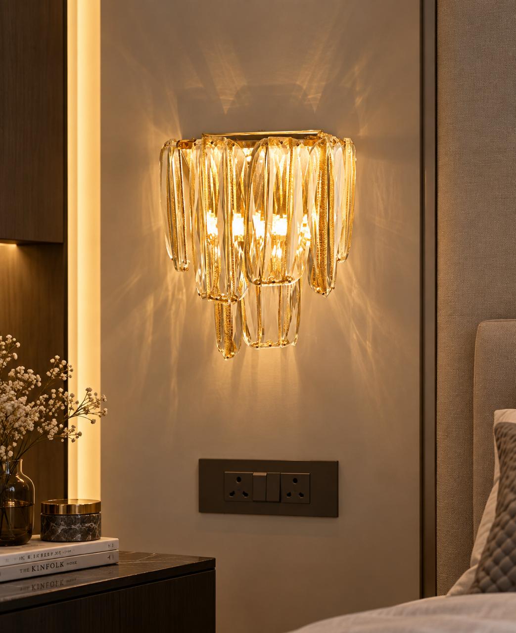 Meridian Gold Crystal LED Wall Light, 20W