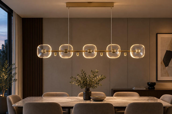 Cristallo Lumen – Linear Gold Crystal Pendant Light
