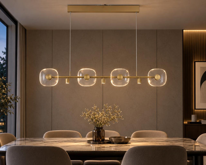 Cristallo Elara – 1200mm Linear Crystal Pendant Light in Gold