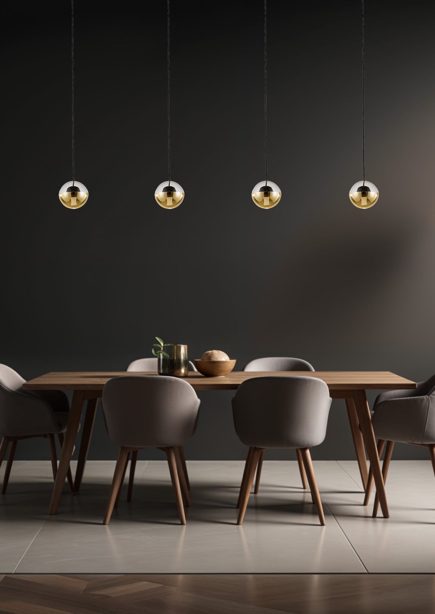Linea Luxe – 4-Light Linear Chandelier in Shining Gold Finish