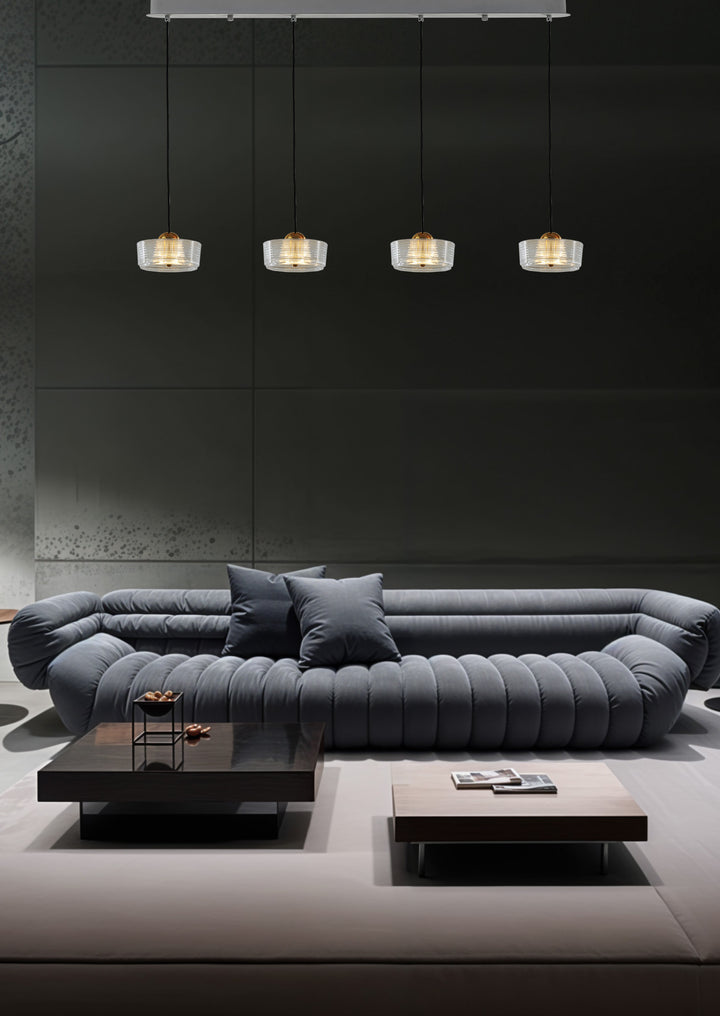 Linea Glow – 4-Light Linear Chandelier in Shining Gold