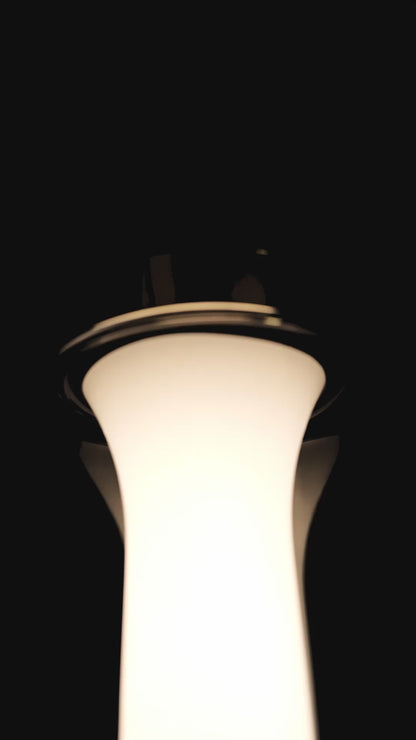 Lumen Arc Petite – 600mm Chrome & Glass LED Pendant