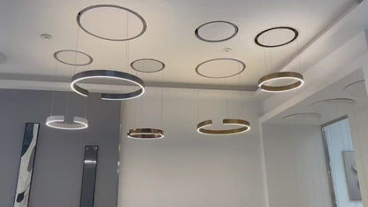 Champagne Gold Pendant Light – Slim Circular Silica Pendant